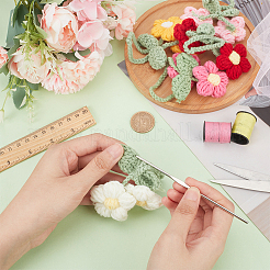 5Pcs 5 Colors Crochet Puff Flower Pendant Decorations with Adjustable Leaf&nbsp;DIY-FG0004-12