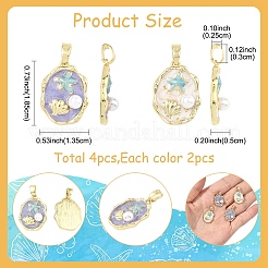 4Pcs 2 Colors Brass Enamel Pendants&nbsp;KK-YW0004-60