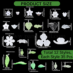 420Pcs 12 Styles Acrylic Pendants&nbsp;TACR-PA0001-06