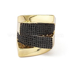 Black Cubic Zirconia Ski Slope Open Cuff Ring&nbsp;RJEW-M144-13G