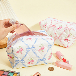 2Pcs 2 Colors Flower Print Cotton & Polyester Cosmetic Zipper Bag&nbsp;AJEW-CN0002-82