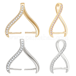 12Pcs 2 Colors Rack Plating Brass Micro Pave Cubic Zirconia Ice Pick Pinch Bails&nbsp;KK-BBC0024-61