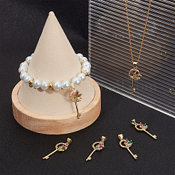 6Pcs Brass Micro Pave Clear Cubic Zirconia Pendant&nbsp;ZIRC-BBC0001-46