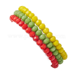 3Pcs Christmas Faceted Imitation Jade & Opaque Glass Rondelle Beaded Stretch Bracelets for Women&nbsp;BJEW-JB12563-06