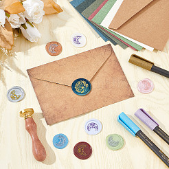 Brass Wax Seal Stamps with Wood Handle&nbsp;AJEW-WH0412-0043