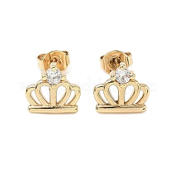 Brass Micro Pave Clear Cubic Zirconia Stud Earrings&nbsp;EJEW-D323-03G