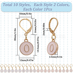 20Pcs 2 Colors Flat Round with Number Alloy Enamel Locking Pendant Stitch Markers&nbsp;HJEW-SC00045