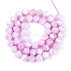 Anti-Tarnish Electroplate Glass Beads Strands&nbsp;GLAA-T025-8mm-14G