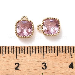 Brass Micro Pave Clear Cubic Zirconia Charms&nbsp;KK-B110-01G-04