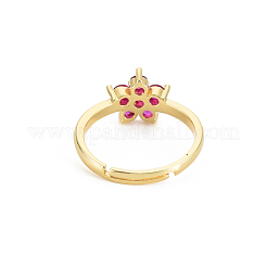 Glass Flower Adjustable Ring&nbsp;RJEW-S049-018G-01