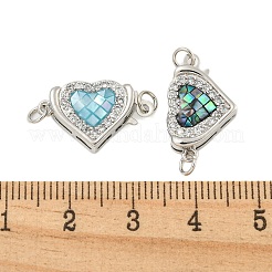 Rack Plating Brass Micro Pave Cubic Zirconia & Shell & Enamel Box Clasps&nbsp;KK-S373-05P
