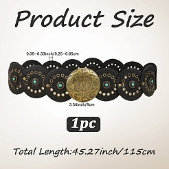 Vintage Alloy & Synthetic Turquoise & PU Leather Disc Coin Waist Belts for Men&nbsp;AJEW-WH0816-102AB-A-01