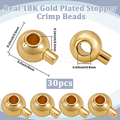 30Pcs Brass Crimp Beads&nbsp;KK-BBC0024-22G