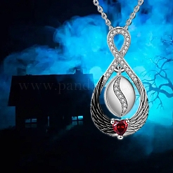Angel Wing Teardrop Cremation Box Pet Memorial Pendant Necklaces&nbsp;PW-WGCD60B-01