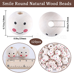 120Pcs Printed Natural Wood European Beads&nbsp;WOOD-GF0002-19A