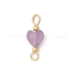 Natural Mixed Gemstone Heart Links Connector Charms&nbsp;PALLOY-JF05035
