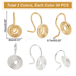 60Pcs 2 Colors Brass Spiral Clip-on Earrings for Women&nbsp;FIND-DC0001-85
