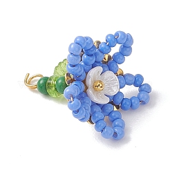 5Pcs Glass Seed Beaded Flower Pendants&nbsp;PALLOY-MZ01139