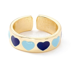 Heart Pattern Enamel Cuff Ring for Girl Women&nbsp;RJEW-Z010-02LG-RS