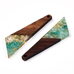 Transparent Resin & Walnut Wood Pendants&nbsp;RESI-N039-70B