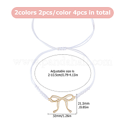 4Pcs 2 Colors Bowknot Brass Charms Bracelets&nbsp;BJEW-HS00013