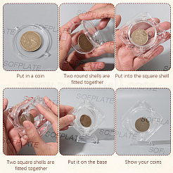 2Pcs Transparent Plastic Rotatable Commemorative Coin Storage Box&nbsp;DJEW-SP0001-09