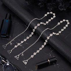 Alloy Crystal Rhinestone Flower Link Invisible Non-Slip Sexy Shoulder Straps&nbsp;AJEW-WH20054-198