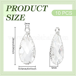 10Pcs Brass Clear Glass Pendants&nbsp;KK-BC0014-08S