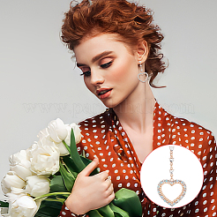 4 Pairs 4 Colors Rhinestone Hollow Heart Dangle Stud Earrings&nbsp;EJEW-AN0004-17