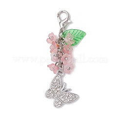 Butterfly Alloy Rhinestone & Flower Acrylic Pendant Decorations&nbsp;HJEW-JM03145