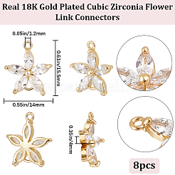 8Pcs Brass Pave Clear Cubic Zirconia Connector Charms&nbsp;ZIRC-BBC0002-25