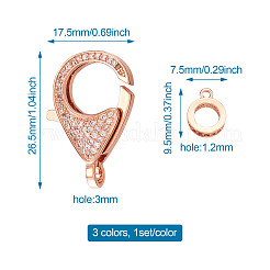 Brass Micro Pave Cubic Zirconia Lobster Claw Clasps&nbsp;ZIRC-TA0001-12