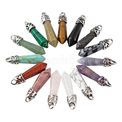 15Pcs 15 Style Natural & Synthetic Gemstone Pointed Pendants&nbsp;G-LS0001-75