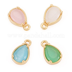 4Pcs 4 Colors Brass Crushed Ice Cut Cubic Zirconia Pendants&nbsp;KK-TADJ0001-11