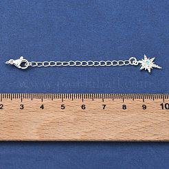 Brass Micro Pave Clear Cubic Zirconia Curb Chain Extender&nbsp;KK-G556-07S