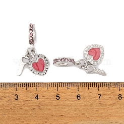 Rack Plating Alloy Light Rose Rhinestone European Dangle Charms&nbsp;FIND-C055-27P-04