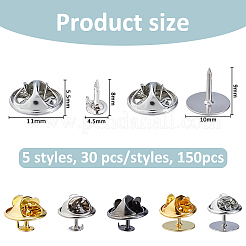 90Pcs 3 Colors Brass Lapel Pin Backs Blank Pins&nbsp;KK-FH0008-20
