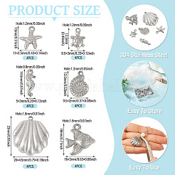 24Pcs 6 Styles 304 Stainless Steel Pendants&nbsp;STAS-TA0006-37P