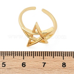Hollow Star Brass Open Cuff Rings for Women&nbsp;RJEW-G343-11G