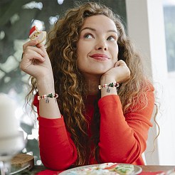 Snowman & Candy Cane Alloy Charm Bracelet&nbsp;BJEW-TA00265