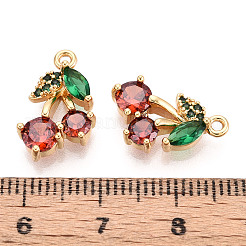 Brass Micro Pave Clear Cubic Zirconia Pendants&nbsp;KK-T078-04G-02