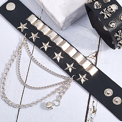 2Pcs 2 Styles Punk Style Imitation Leather Bangles&nbsp;BJEW-CL0001-04B