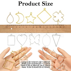 20Pcs 10 Styles Rack Plating Alloy Open Back Bezel Pendants&nbsp;FIND-YW0008-71
