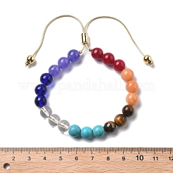 Long-Lasting Plated Brass Beads Slider Bracelets for Women&nbsp;BJEW-K268-01G