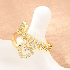 Mother's Day Brass Micro Pave Cubic Zirconia Cuff Open Rings&nbsp;CU-CBACDF6-07G-01