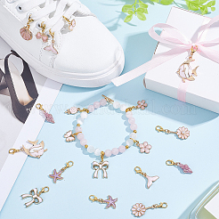 24Pcs 12 Styles Pink Color Theme Mixed Shapes Alloy Enamel Pendant Decorations&nbsp;HJEW-PH02311