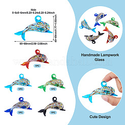 5Pcs 5 Colors Handmade Silver Foil Lampwork Big Pendants&nbsp;LAMP-TA0001-73