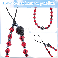 Glass Beads Skull Mobile Straps&nbsp;HJEW-WH20021-09B