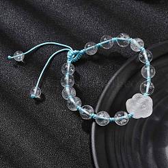 Adjustable Natural Quartz Crystal Braided Bead Bracelets&nbsp;BJEW-L713-A01