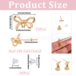 20Pcs Bowknot Brass Stud Earring Findings&nbsp;KK-SC0007-81
